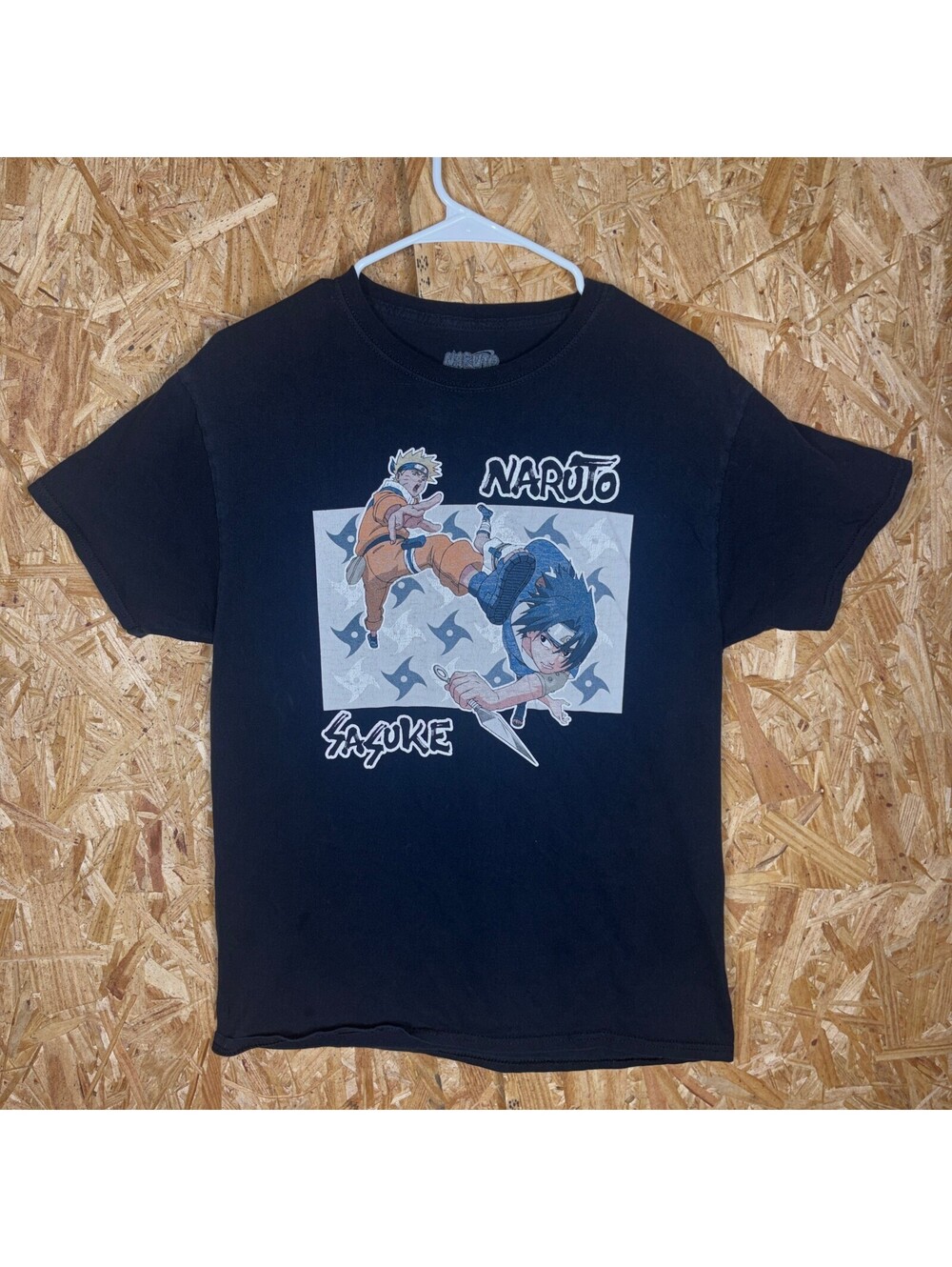 Naruto Sasuke Mens M Black Graphic Short Sleeve T Shirt